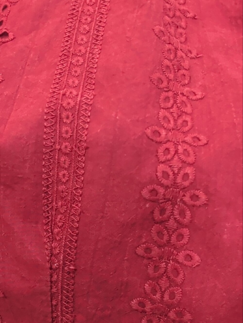 EARTHBOUND Crimson Eyelet Cotton Button-Front Vest Size L - Picture 6 of 6